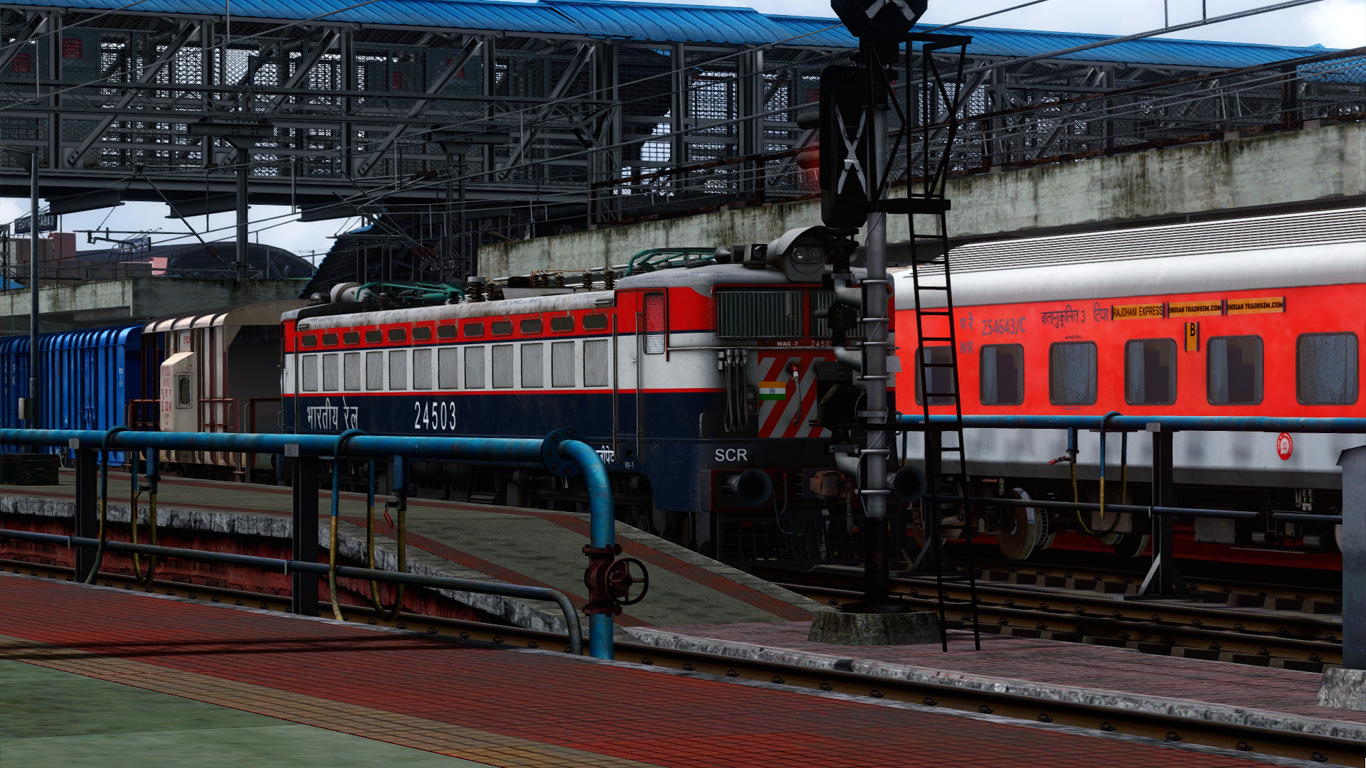 FRIGHT WITH WAG 7 BY ULLAS Indian Train Simulator scenario on South central railways route by IndoSim route