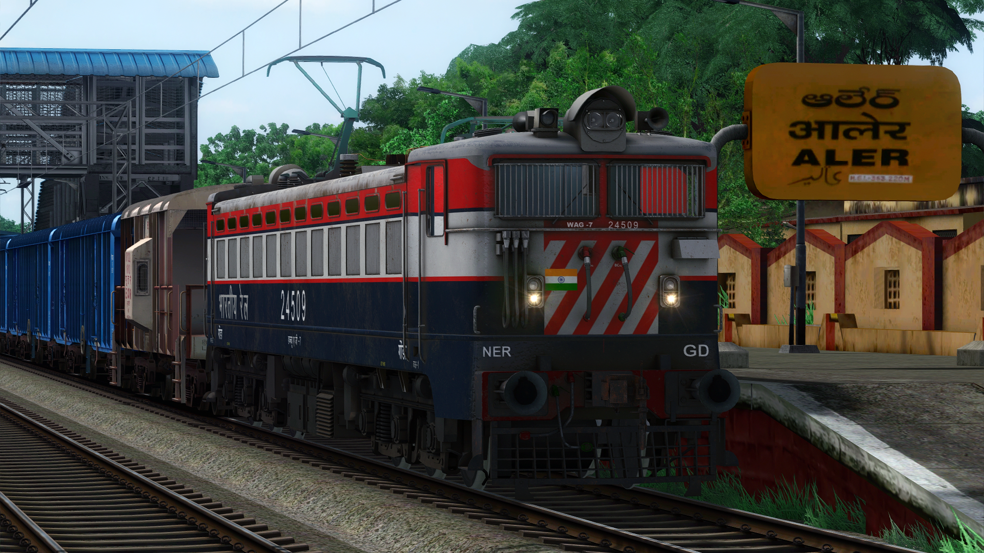 (P2)FRIGHT WITH WAG 7 BY ULLAS Indian Train Simulator scenario on South central railways route by IndoSim route