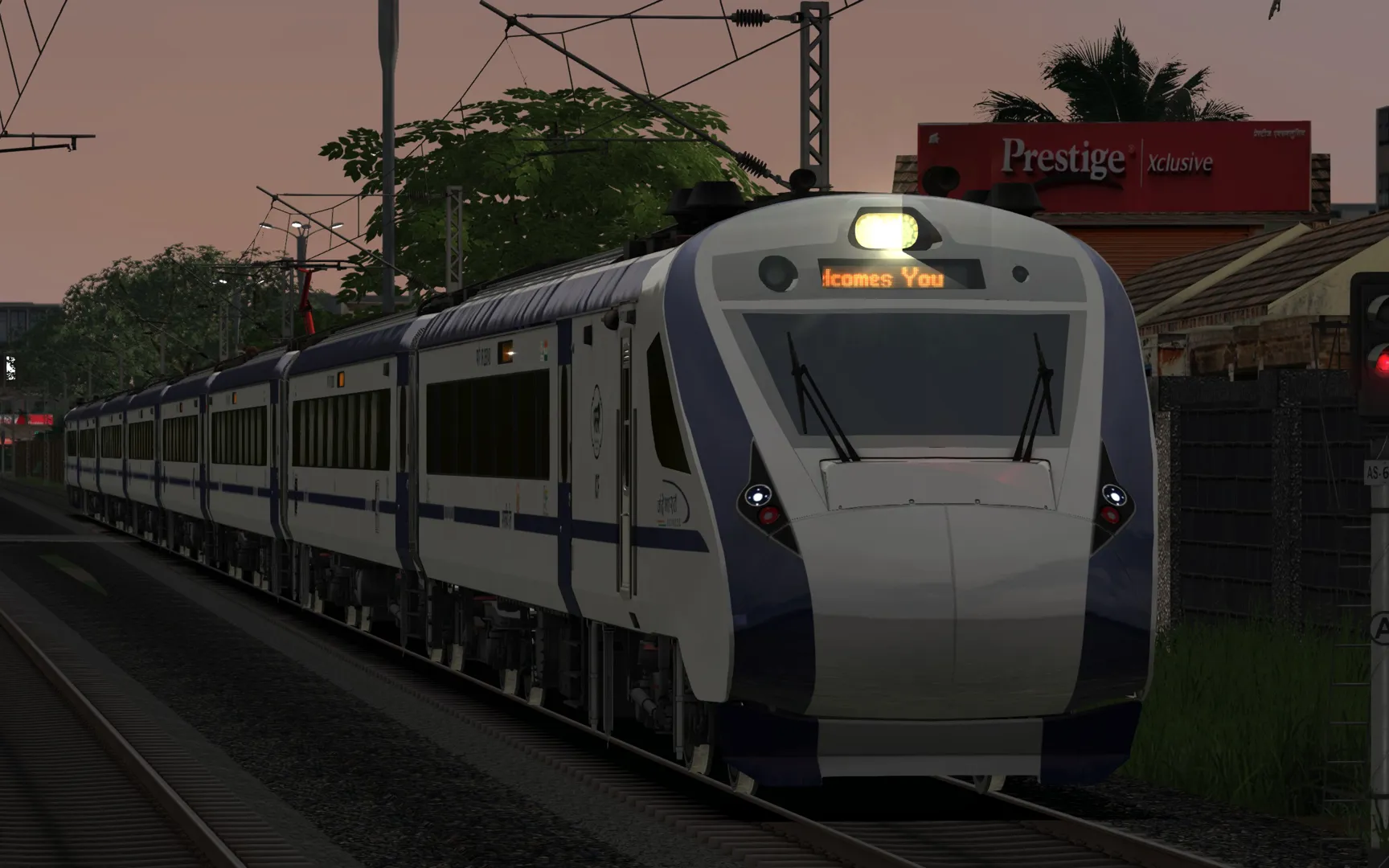 20632/Thiruvananthapuram Central - Mangaluru Central Vande Bharat Express Indian Train Simulator scenario on KERALA V2 ERS - CLT - MAQ  route